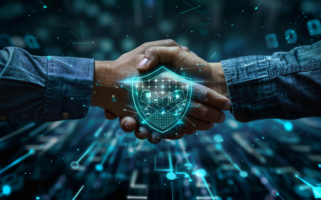 Handshake over a digital security shield