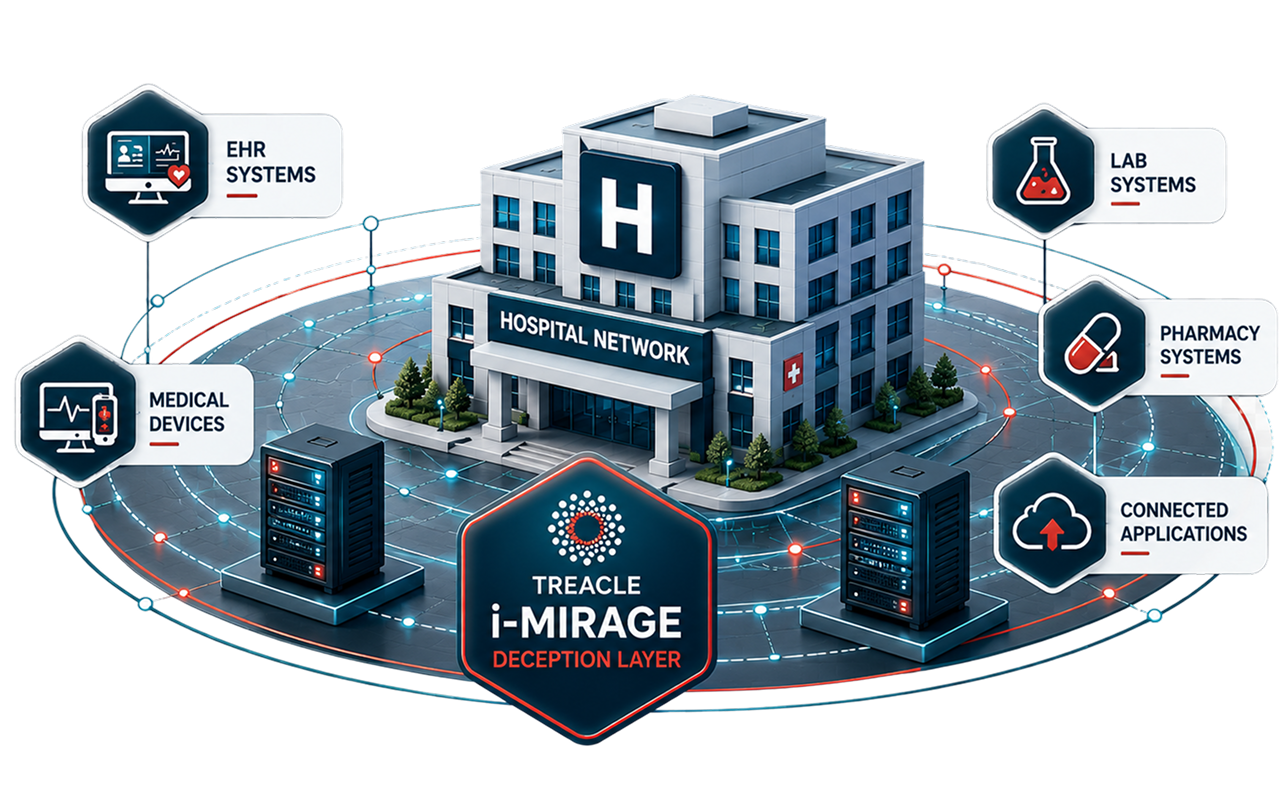 Cybermaze infographic: every attacker path leads to Treacle i-Mirage
